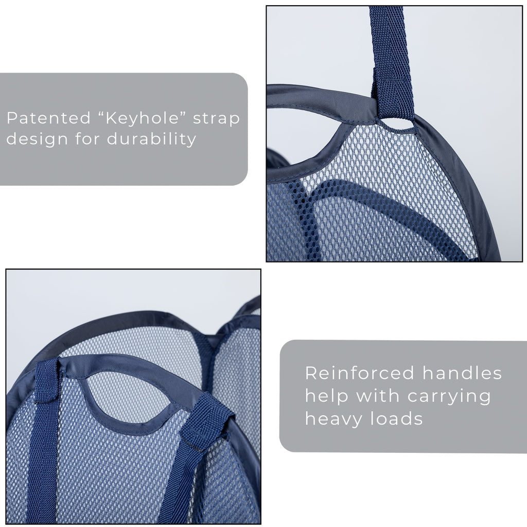 2-Compartment Pop-Up Pyramid Hamper - Blue