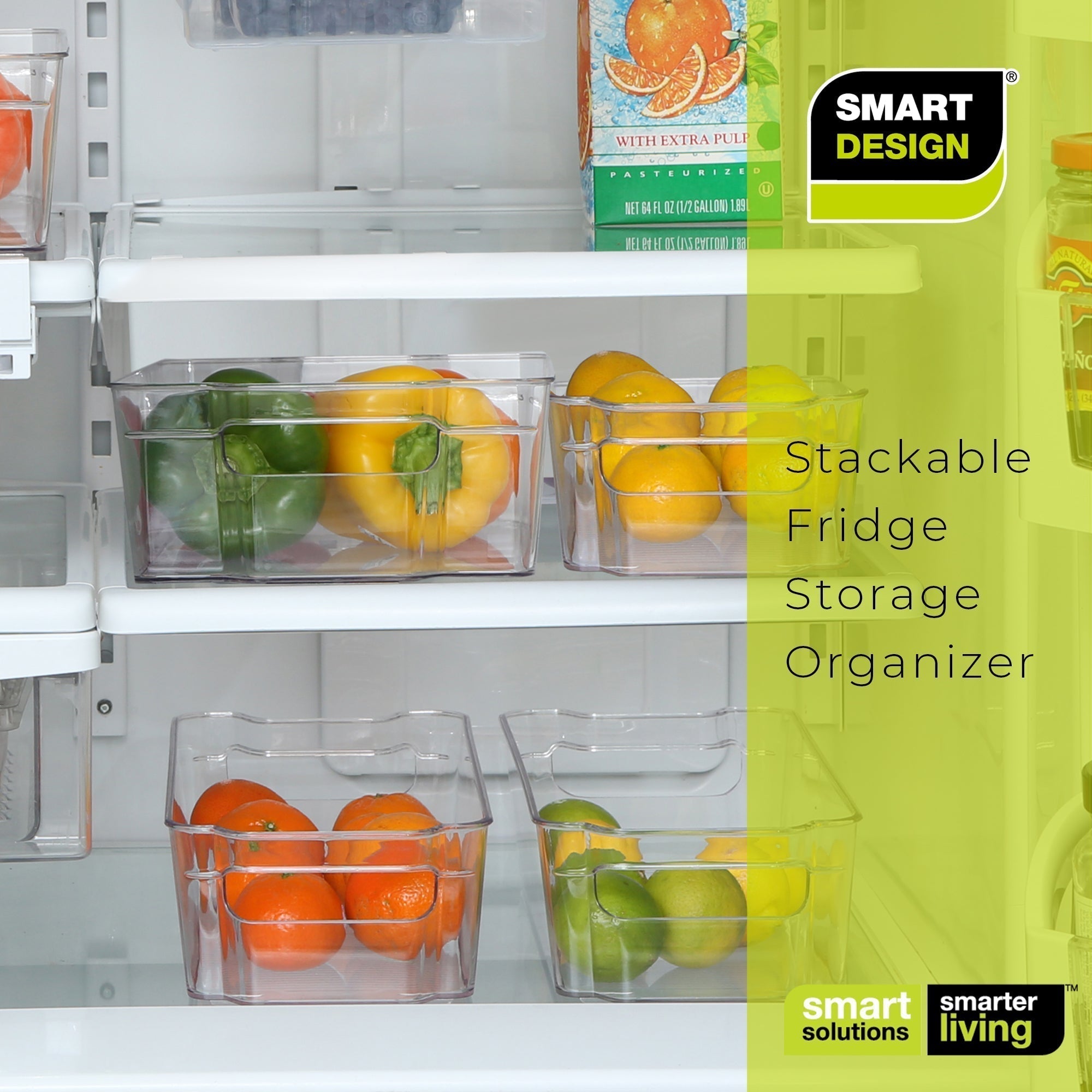 2-PACK: STACKABLE FRIDGE BIN - SET OF 2 - 6X12