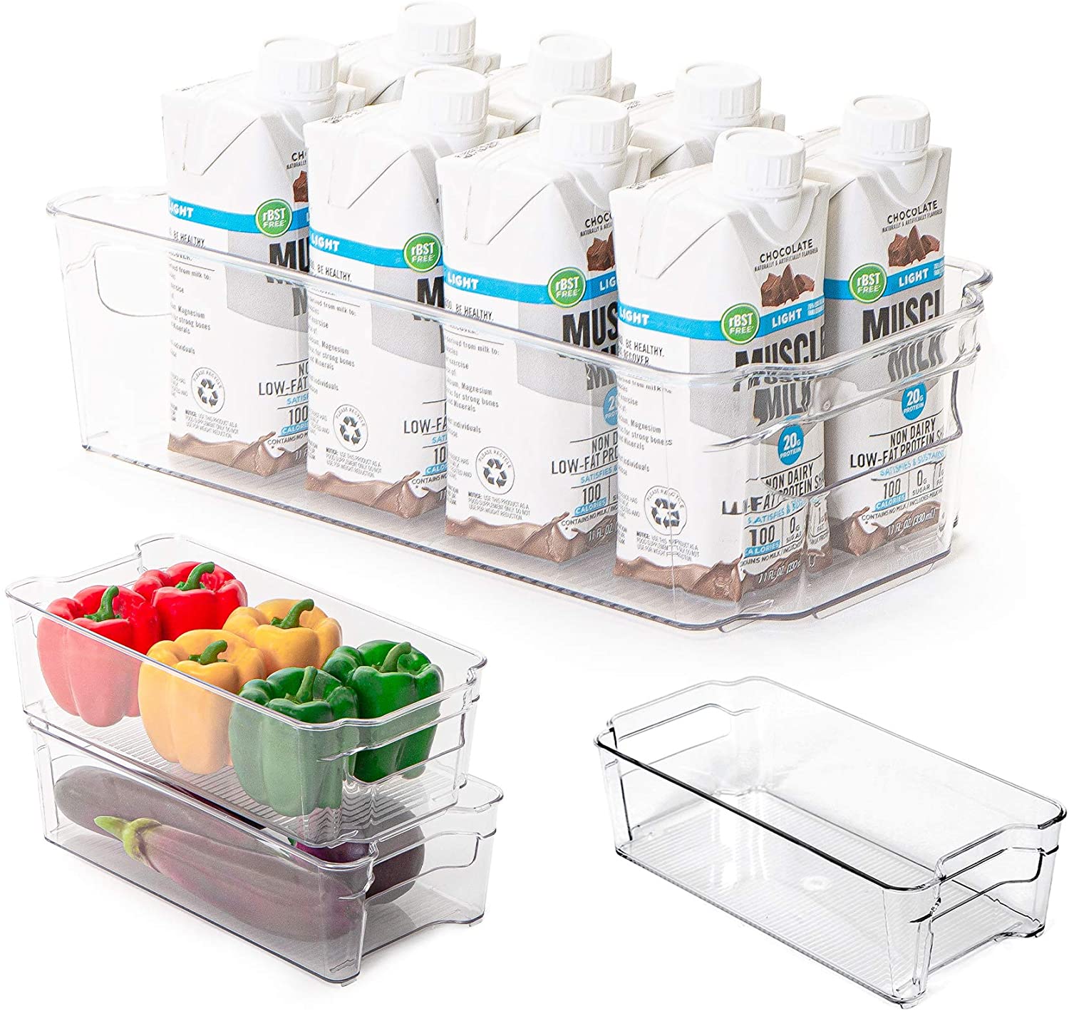 2-PACK: STACKABLE FRIDGE BIN - SET OF 2 - 6X12