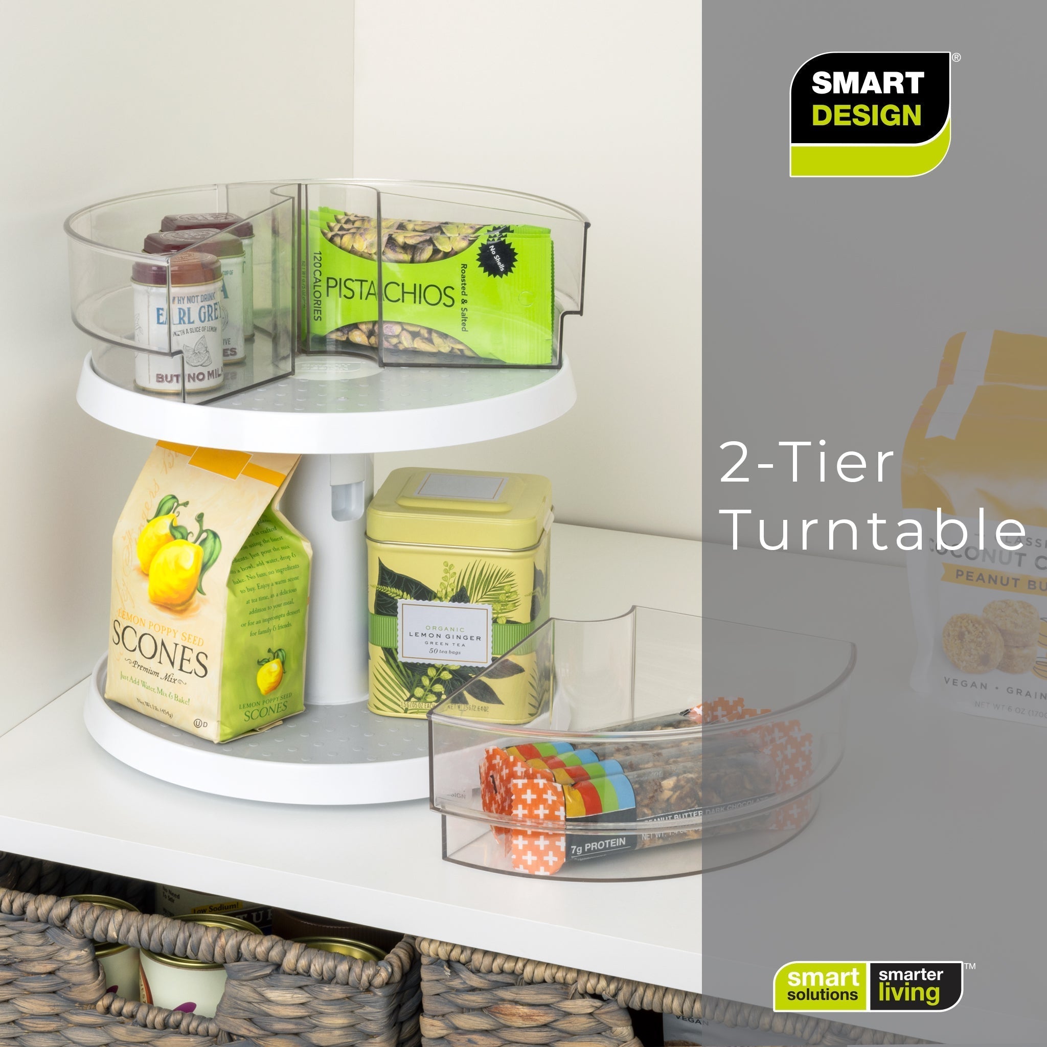2-Tier Lazy Susan Adjustable Turntable
