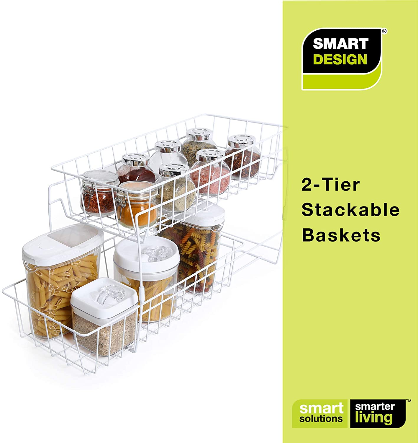 2-Tier Stackable Pull Out Baskets - White