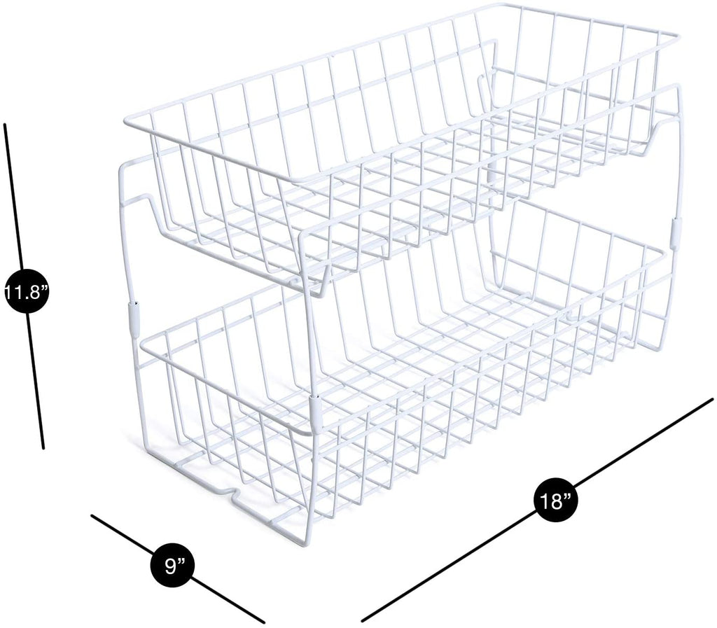 2-Tier Stackable Pull Out Baskets - White
