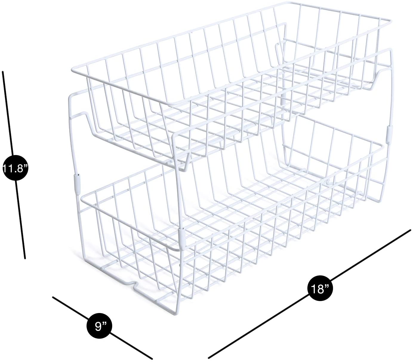 2-Tier Stackable Pull Out Baskets - White