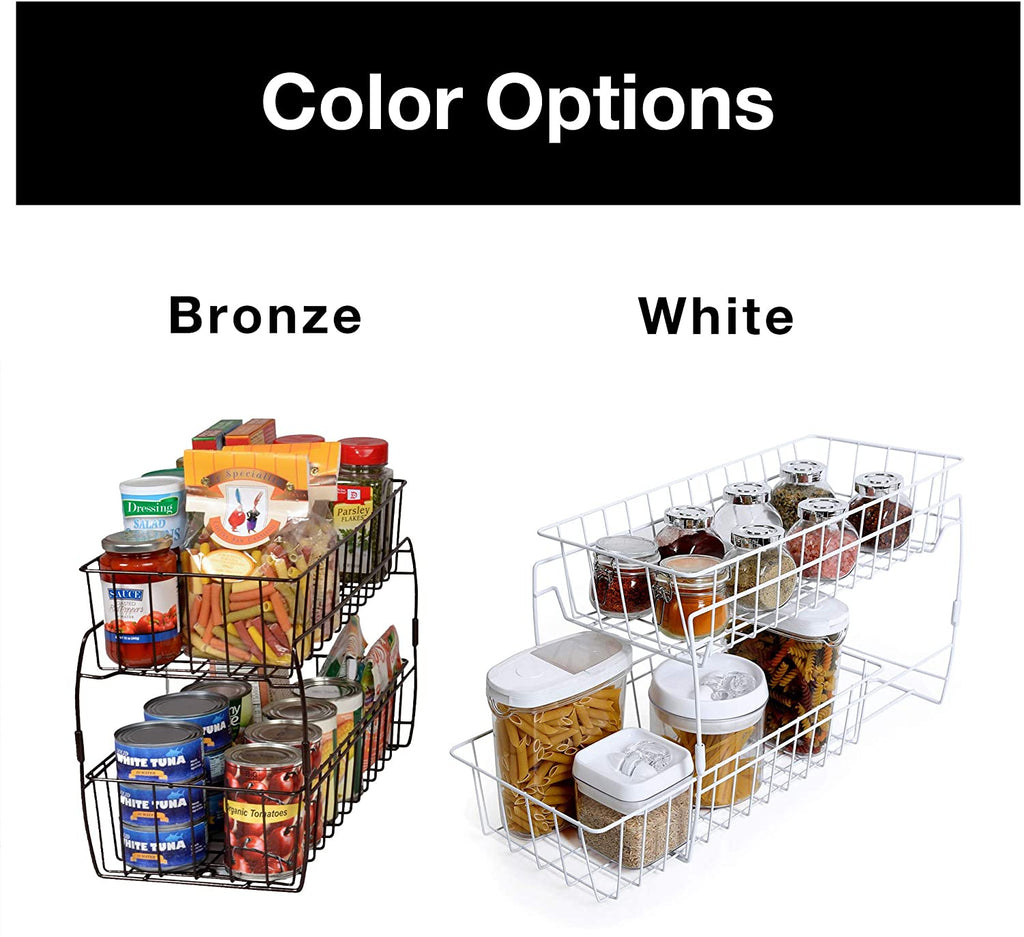 2-Tier Stackable Pull Out Baskets - White