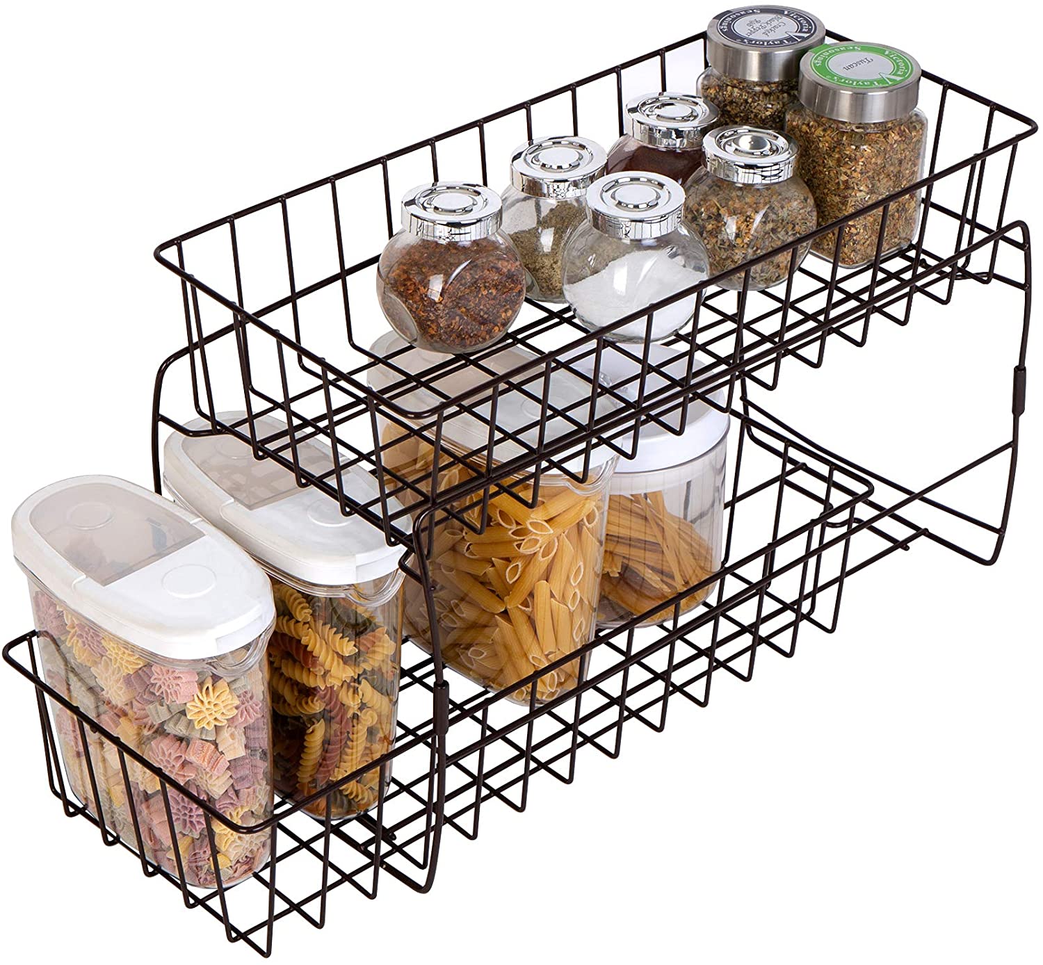 2-Tier Stackable Pull Out Baskets - White