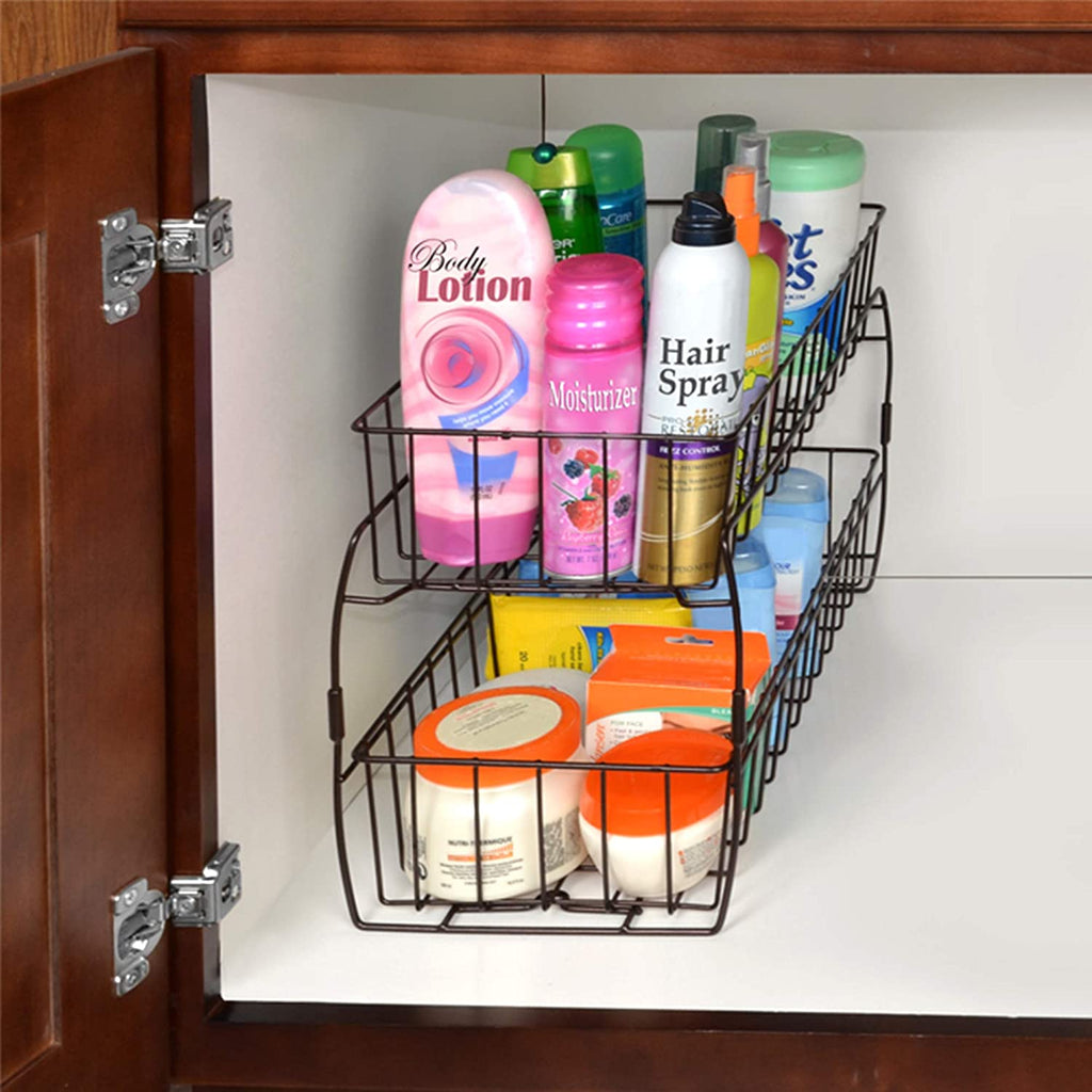 2-Tier Stackable Pull Out Baskets - White