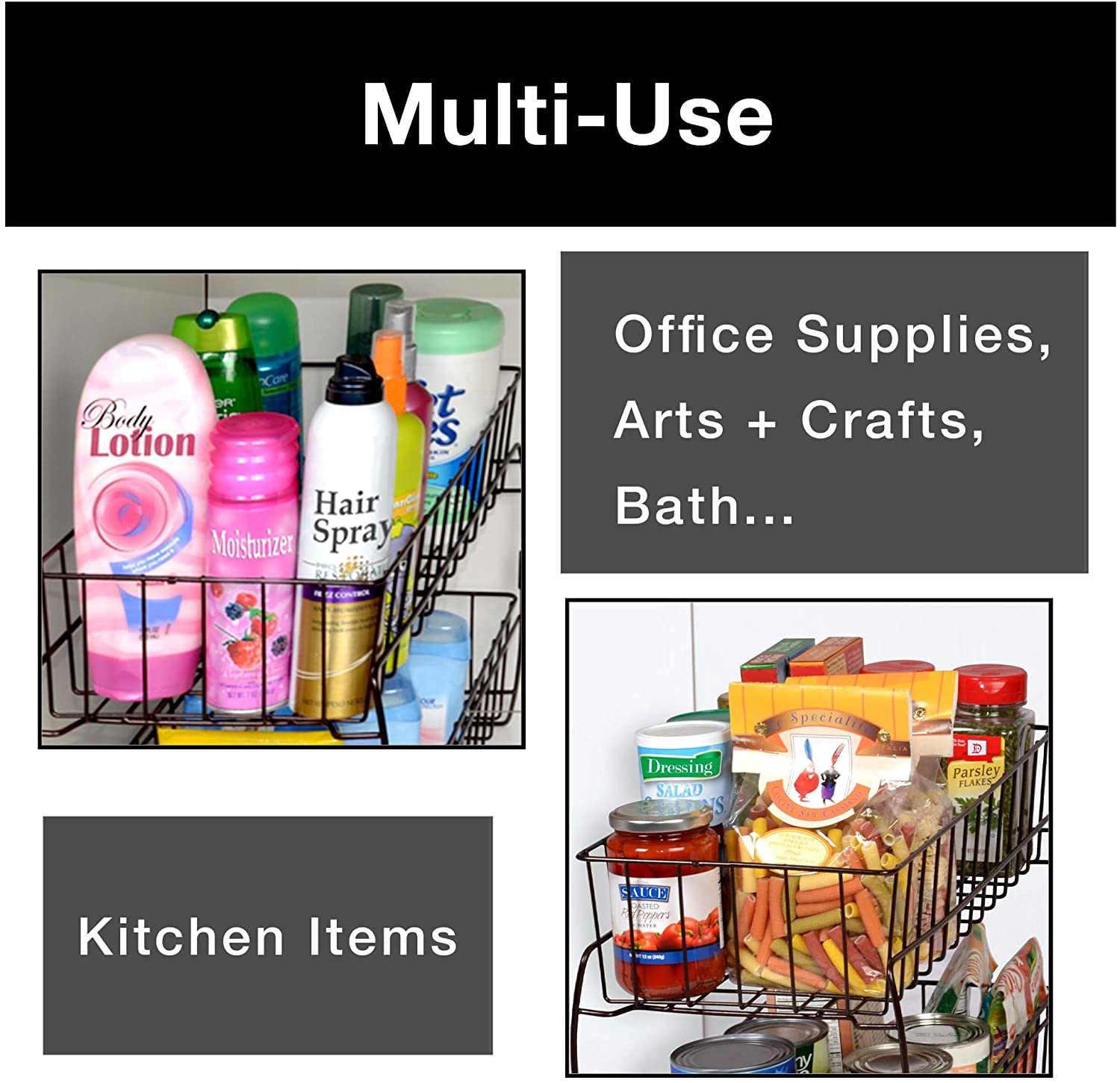 2-Tier Stackable Pull Out Baskets - White