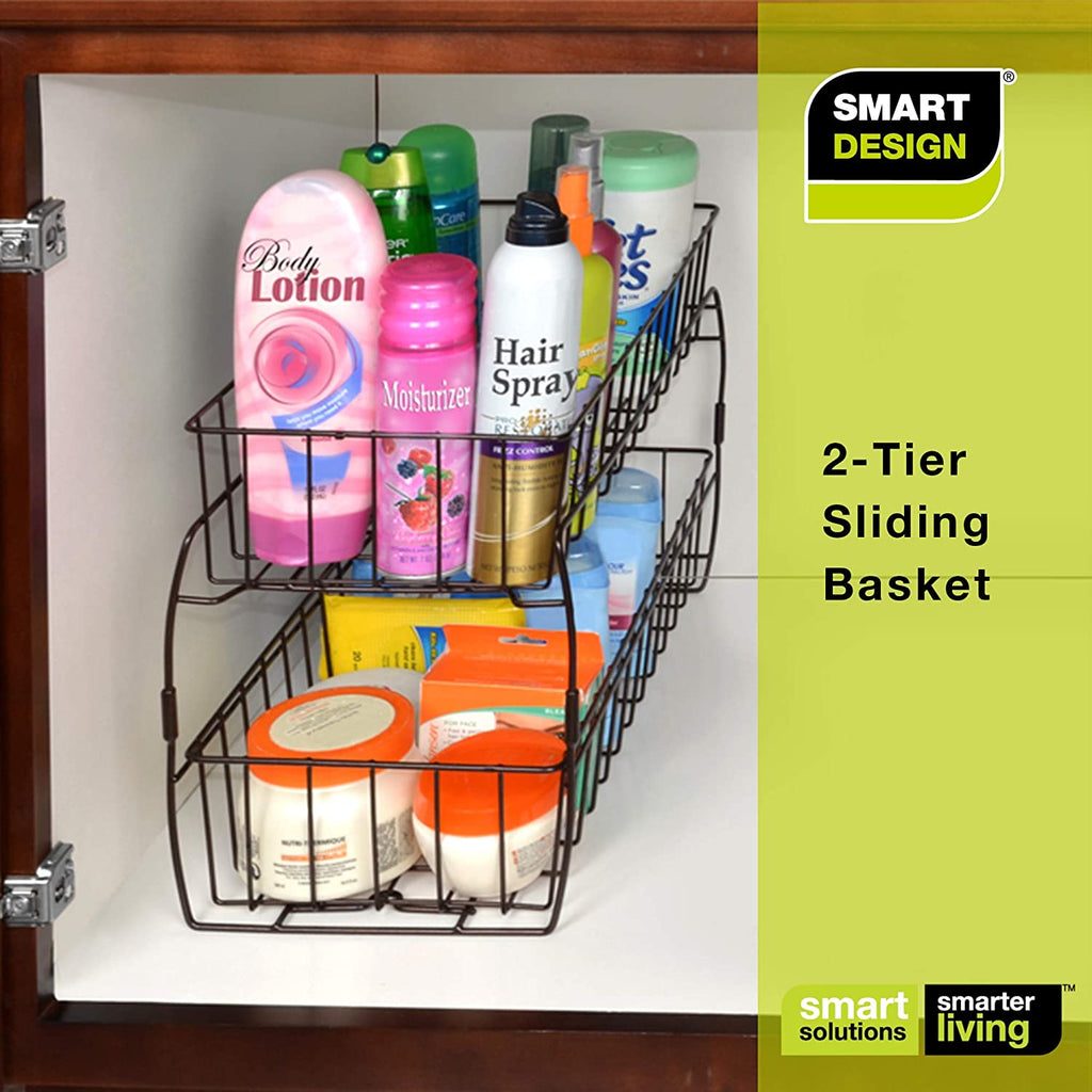 2-Tier Stackable Pull Out Baskets - White
