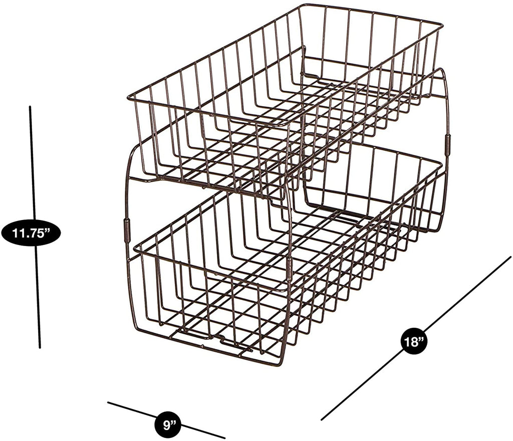 2-Tier Stackable Pull Out Baskets - White