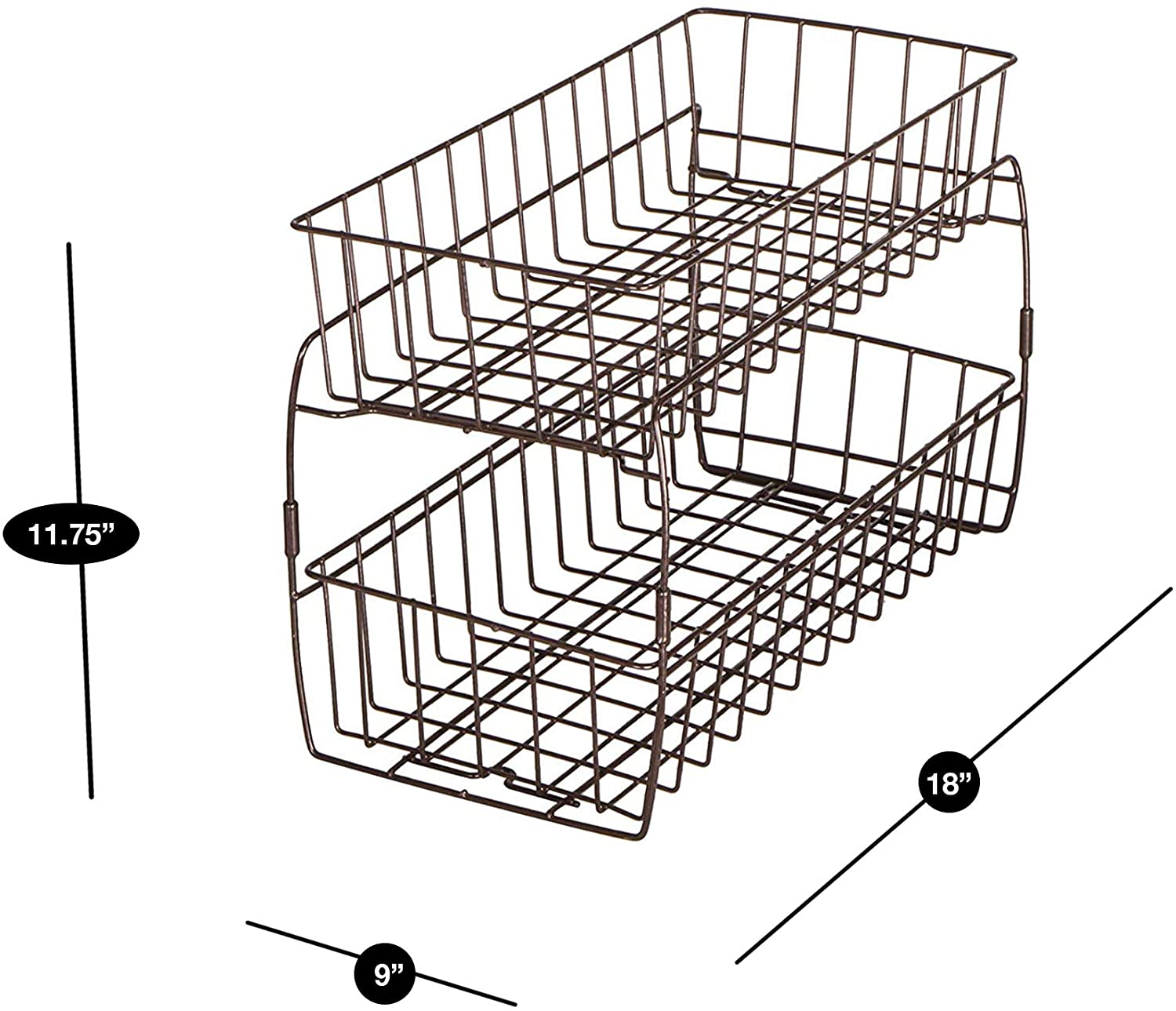 2-Tier Stackable Pull Out Baskets - White