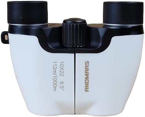 10x22 Binoculars for Adults and Kids, Large View Compact Binoculars, Easy Focus Small Binoculars for Bird Watching Outdoor Travel Sightseeing Concert Hunting Hiking (White)