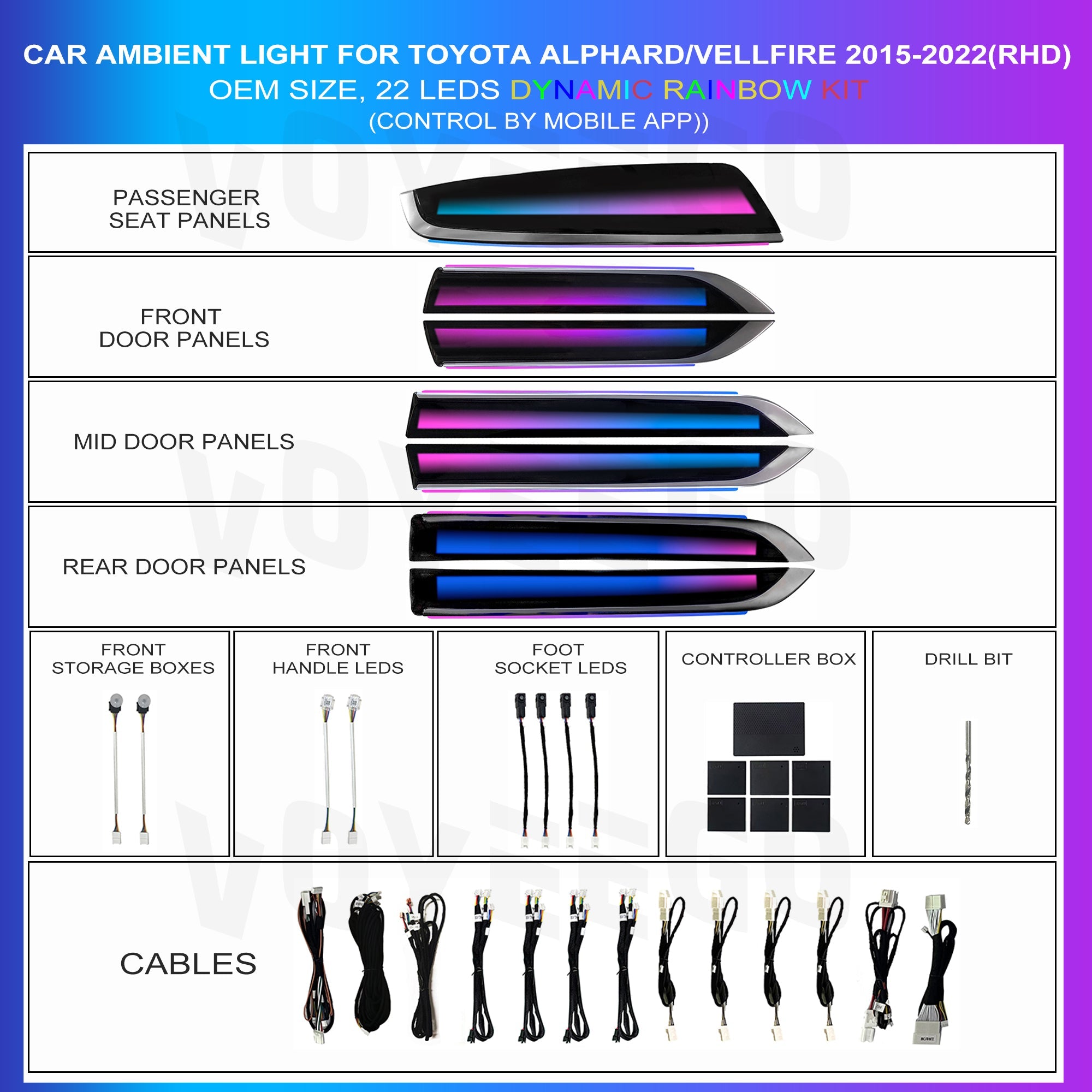 Alphard/Vellfire 2015-2023 Customized Ambient Lighting | Rainbow