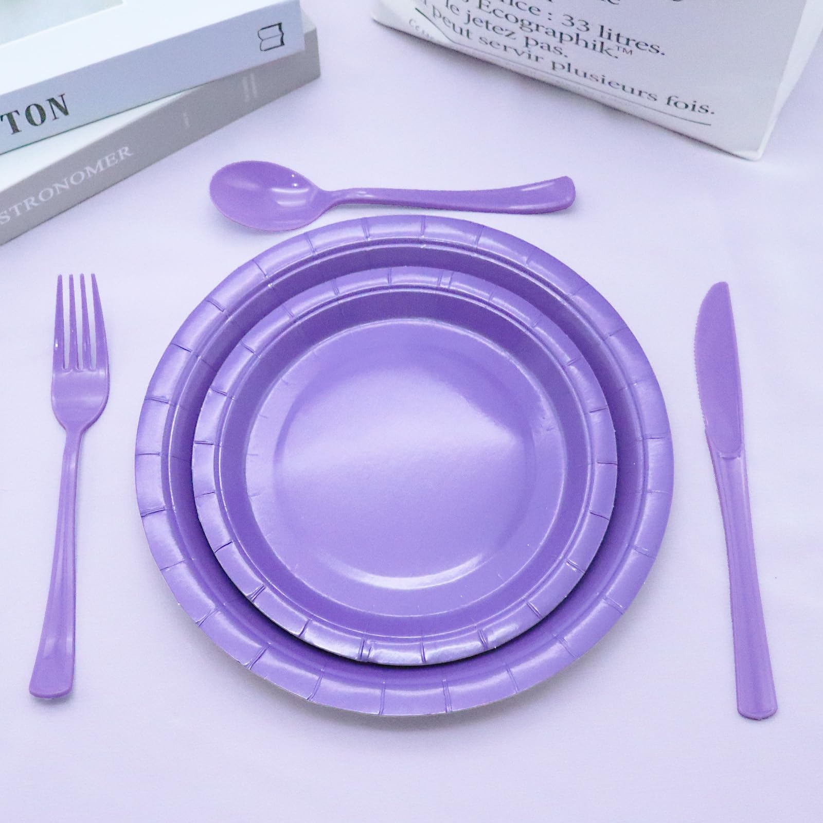 150 Pcs Purple Plastic Silverware Purple Utensils Purple Silverware Set Includes 50 Purple Plastic Forks, 50 Purple Spoons, 50 Purple Knives for Birthday, Wedding, Baby Shower