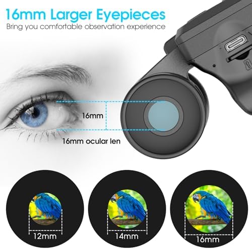 12x32 Binoculars for Adults, Binoculars with Camera, 2" LTPS Display 5MP 1080P Video Photo Recorder with 32GB Micro SD Card, High Powered Binoculars for Bird Watching Travel Hunting, Black