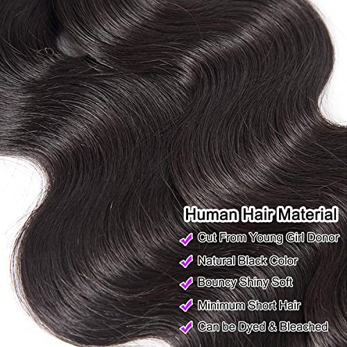 12A Brazilian Body Wave Human Hair 4 Bundles 18 20 22 24Inch 100% Unprocessed Brazilian Virgin Human Hair Weave Bundles Body Wave Hair Extensions Natural Color