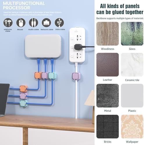12 Pack Charging Cable Magnetic Cable Organizer Storage Holder, Strong Adhesive Wire Holder Keeper for Office Home Kitchen Car (Color: Black 12pcs)