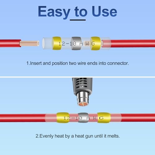 120Pcs Solder Seal Wire Connectors - Heat Shrink Butt Connectors Kit for Electrical Wiring