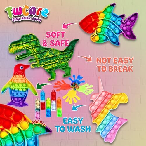 120 Pcs Fidget Toys Pack, Pop Sensory Party Favors Set Gifts for Kids Adults Boy Girl Stocking Stuffers Autistic Bulk Goodie Bag Filler Treasure Box Classroom Prizes School
