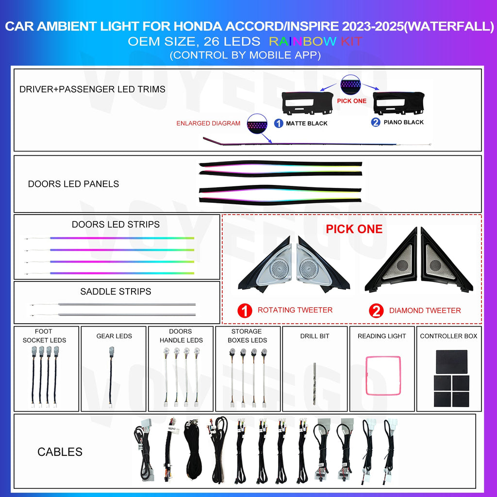 Accord/Inspire 2023 64 RGB Ambient Lighting | Rainbow