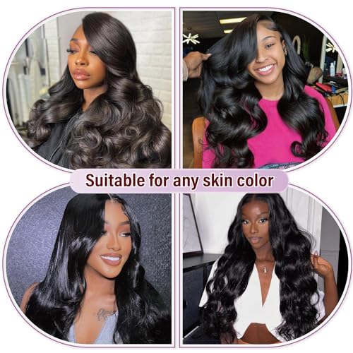 13x6 Lace Front Wigs Human Hair Pre Plucked 180% Density Body Wave Human Hair Lace Front Wigs for Women HD Transparent Lace Frontal Wigs Human Hair Brazilian Bleached Knots with Baby Hair 30inch