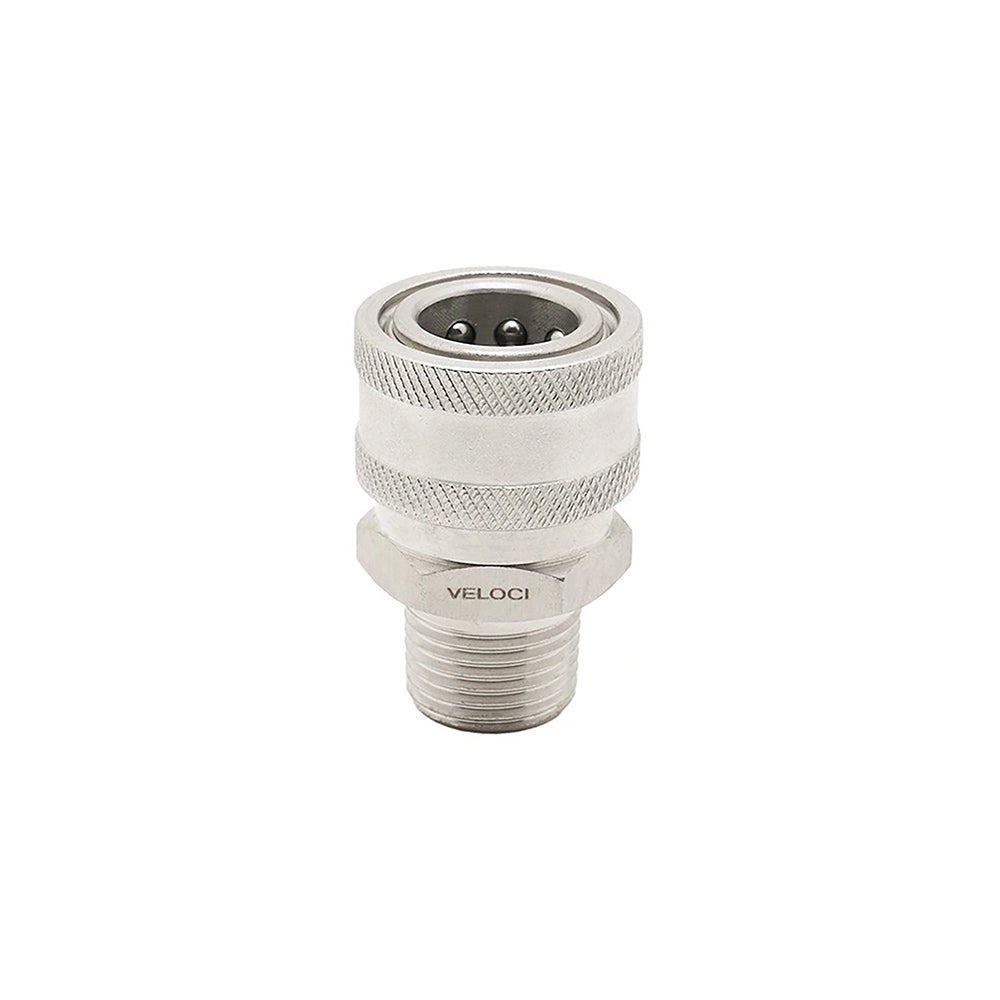 Veloci Stainless Steel QC Coupler - 1/2" MPT