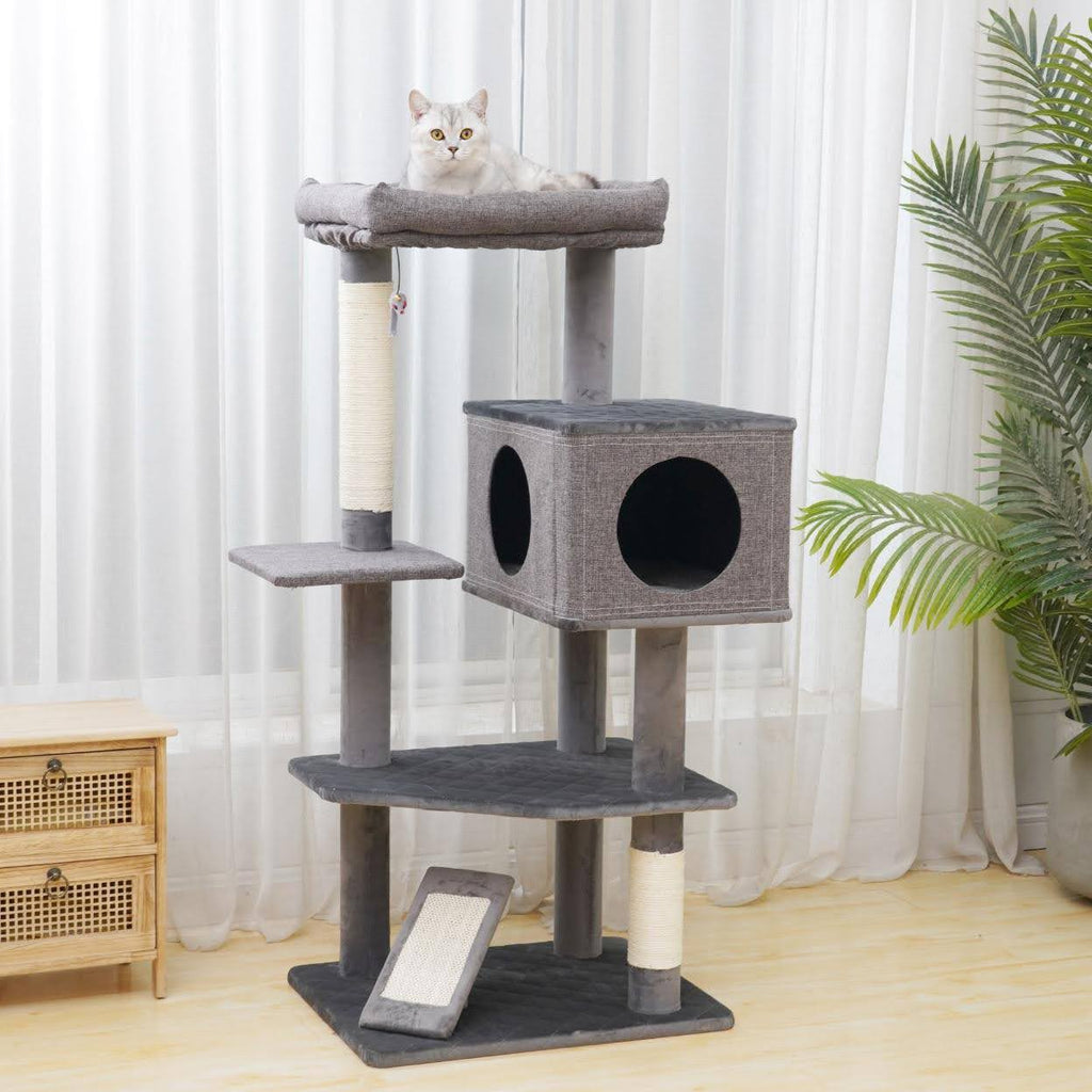 Catry Yara 5 Level Large Cat Tree With Linen Condo