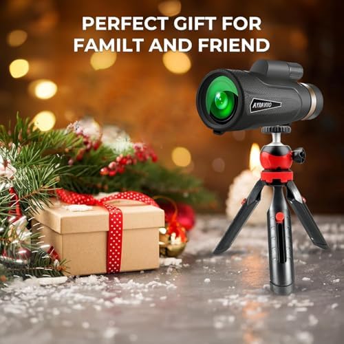 12x60 Monocular Telescope with Smartphone Holder & Sturdy Tripod, High Powered SMC & BAK4 Scope, Birthday Gifts for Men Dad Him Husband Teen, Outdoors Survival Hiking Gear, White Elephant Gift