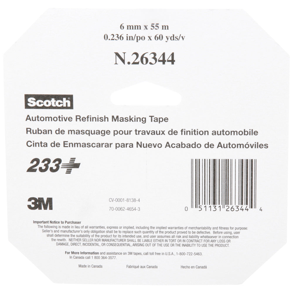 3M Scotch Automotive Refinish Masking Tape, 26344 - 6mm x 55m