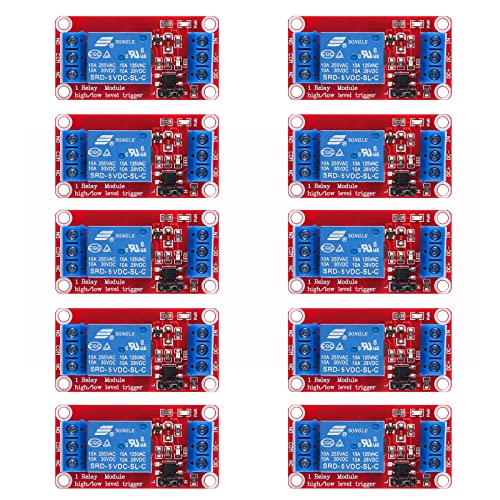 10pcs DC 5V Relay Module 1 Channel Relay Switch Relay Board with Optocoupler Isolation Support High or Low Level Trigger