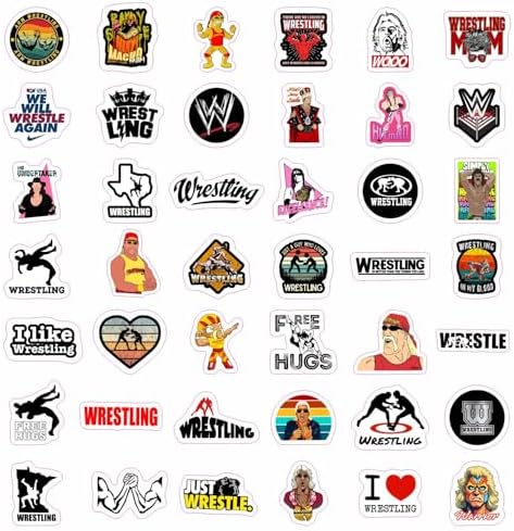 100Pcs Wrestling Stickers and Decals for Water Bottles, Wrestling Birthday Party Decorations, Wrestling Birthday Party Supplies, Wrestling Gifts for Teen Boys and Girls, Gifts for Wrestlers