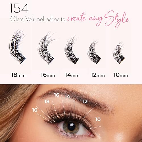 154 Pc DIY Luxe Eyelash Cluster Glam Volume,Fluffy 3D Individual Natural Lash Eyelash Clusters,10-18mm Soft Lashes