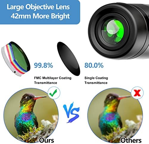 12x42 Hiking Bird Watching Binoculars for Hunting - High Power Adult Binoculars Durable Clear BAK4 Prism Lens, Easy Focus Binoculars Long Range for Golf, Travel, Hiking, Outdoor Sports, Gift for Women