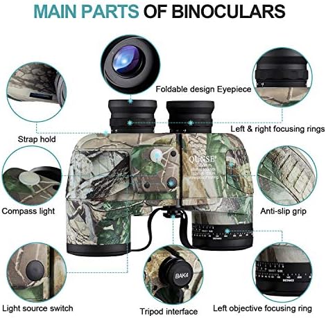 10X50 Marine Binoculars for Adults, Waterproof Binoculars with Rangefinder Compass,BAK4 Prism Navigation Birdwatching Hunting (Camouflage)
