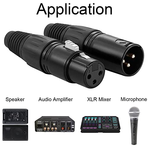 10PCS 3 Pin XLR Solder Connector, 5 Male and 5 Female XLR Mic Snake Plug, Microphone Audio Socket for High Conductivity and Ultra-Low Noise