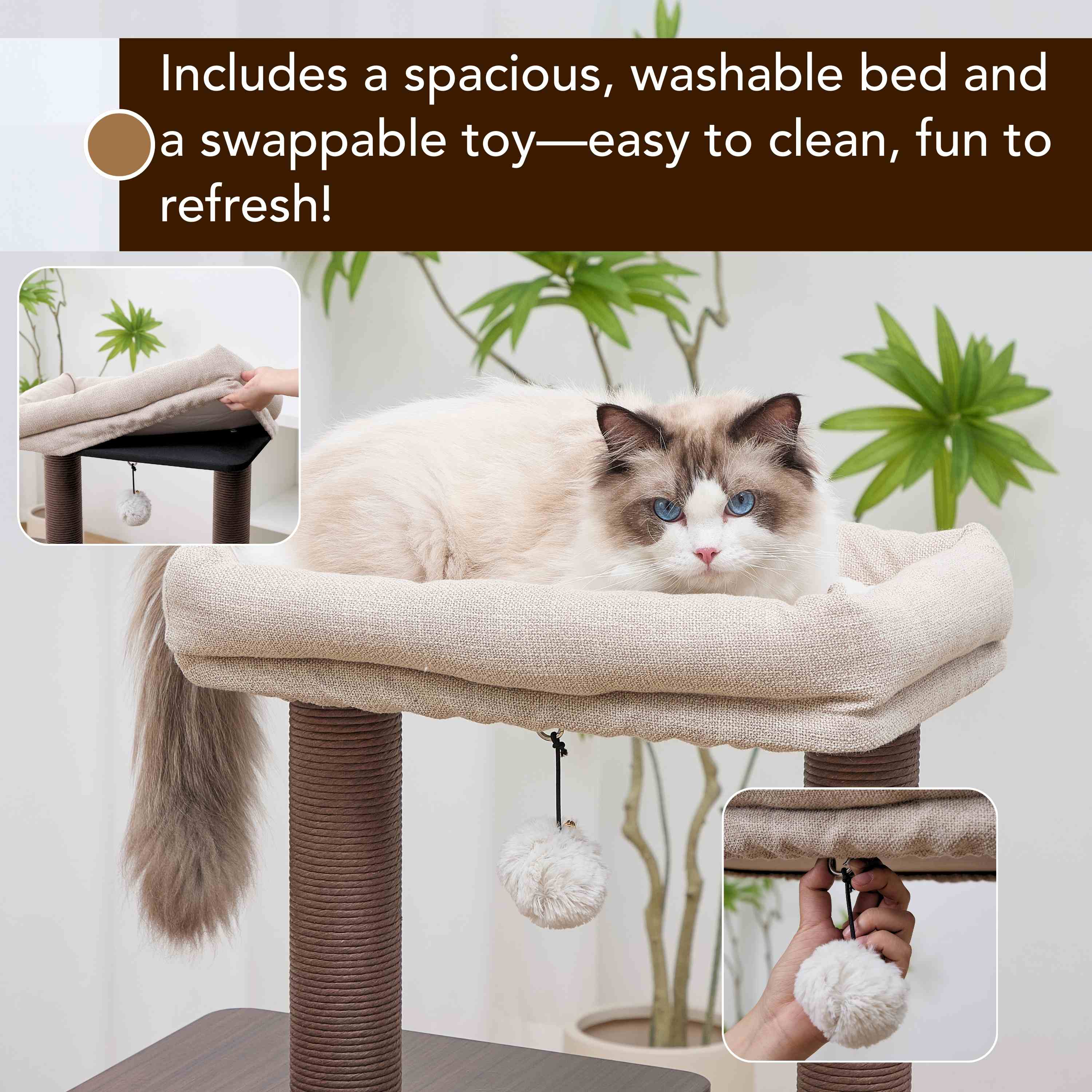 Petpals Elevate Minimalistic, Wooden Medium Cat Tower
