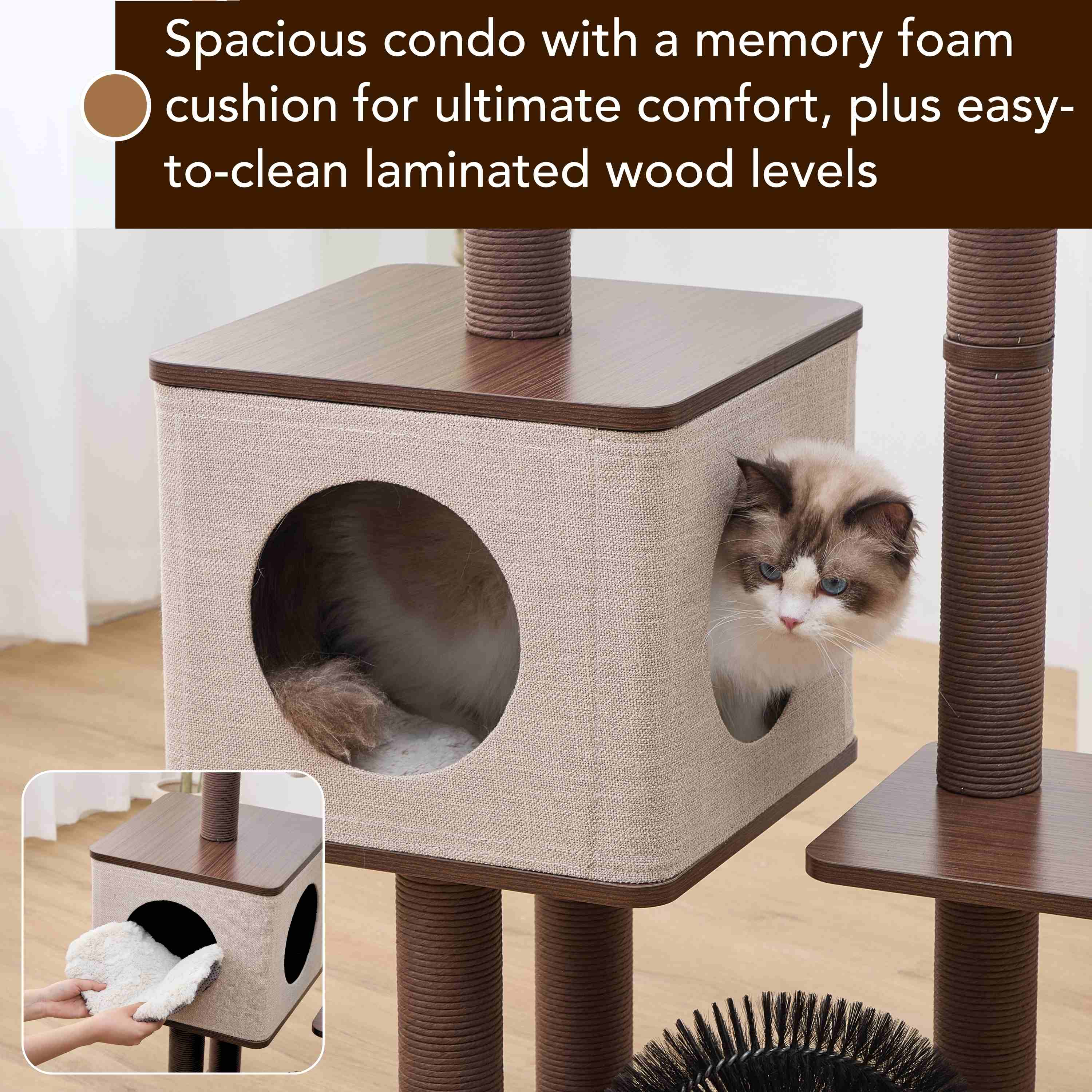 Petpals Elevate Minimalistic, Wooden Medium Cat Tower