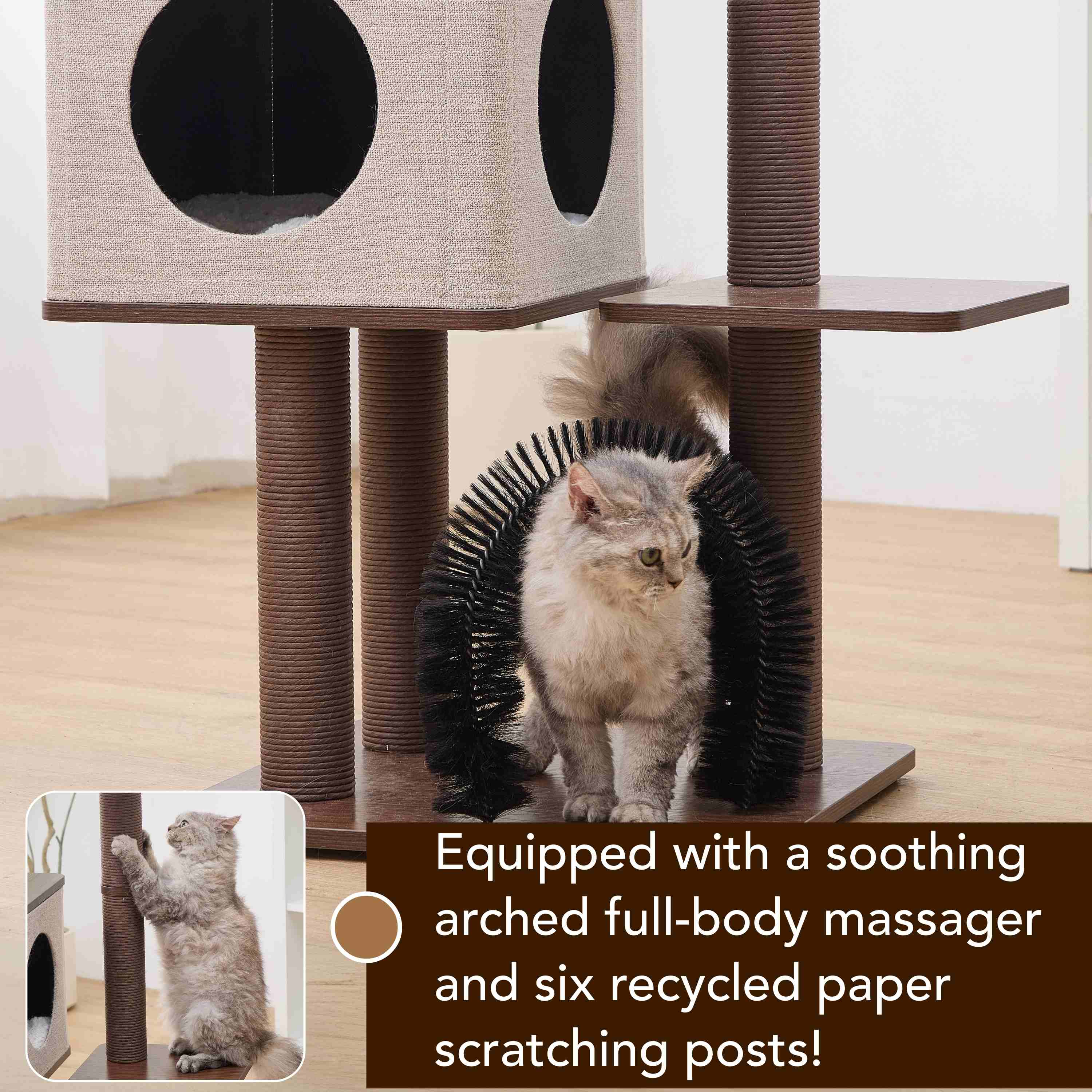 Petpals Elevate Minimalistic, Wooden Medium Cat Tower