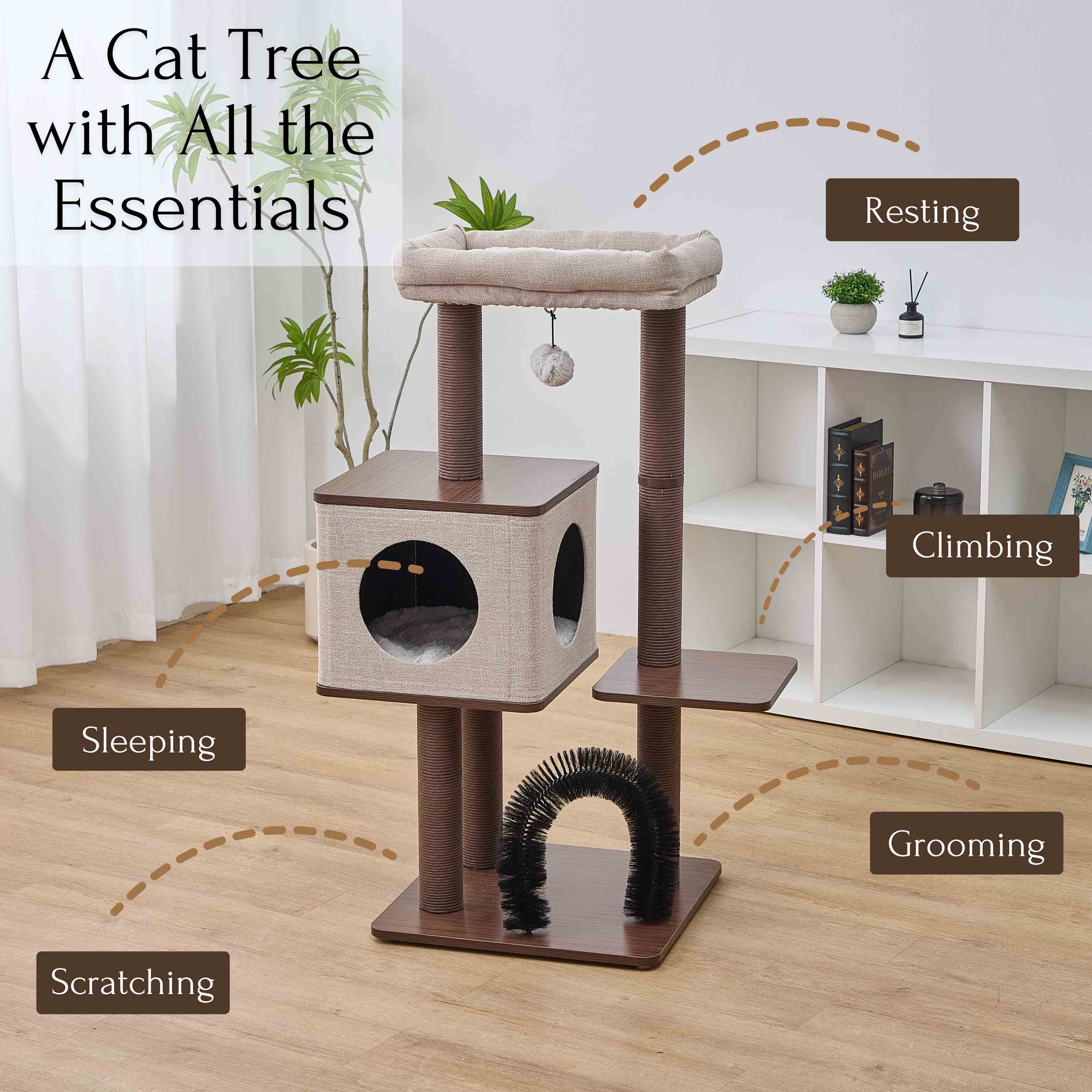 Petpals Elevate Minimalistic, Wooden Medium Cat Tower