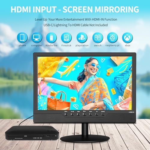 14 inch Flat Screen TV,Small TV with Digital ATSC Tuner,Antenna and HDMI/USB Ports,12 Volt Charger Cable for Car/Kitchen