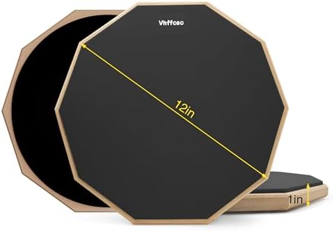 12 Inch Practice Drum Pad with Stand and Sticks, Beginner Snare Drum Pad with Drumsticks(2 pairs) and Carrying Bag, Double Sided Silent Drum Pad (Black)