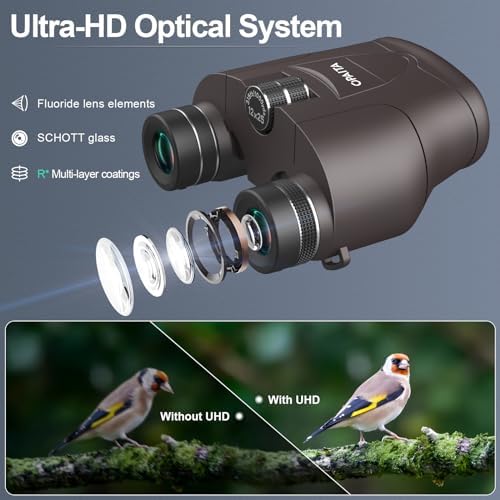 12x25 Ultra HD Binoculars for Adults with Phone Adapter and Flexible Tripod, Edge-to-Edge Sharpness Binoculars with Wide Angle Field of View, Smart Focus Compact Binoculars for Bird Watching -Grey