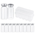 10ml Glass Vials for Injection, with Self Healing Injection Port, Transparent Sealed, Empty Vials for Injection (50, 10ml)