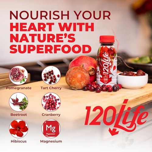 120/Life Blood Pressure Support, Beet Root Juice, Pomegranate Extract, Cranberry Juice, Tart Cherry, Hibiscus, and Magnesium (8 Fl Oz, Pack of 28) - Gluten-Free & Vegan