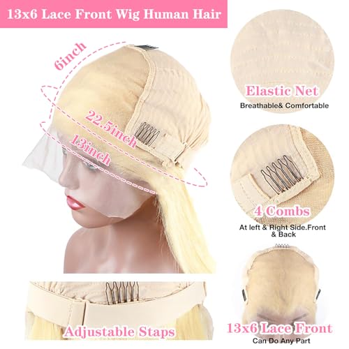 13x6 613 Lace Front Wig Human Hair Body Wave Lace Front Glueless Wigs Human Hair Blonde Wig Human Hair 180% HD Lace Frontal Wigs Human Hair Pre Plucked With Baby Hair 20 Inch