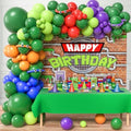 153Pcs Turtle Birthday Party Decorations Supplies Kids Teen, Green Turtle Balloon Arch with Backdrop Tablecloth Googly Eye Long Balloons, Girls Boys Video Game Cartoon Turtle Birthday Decorations