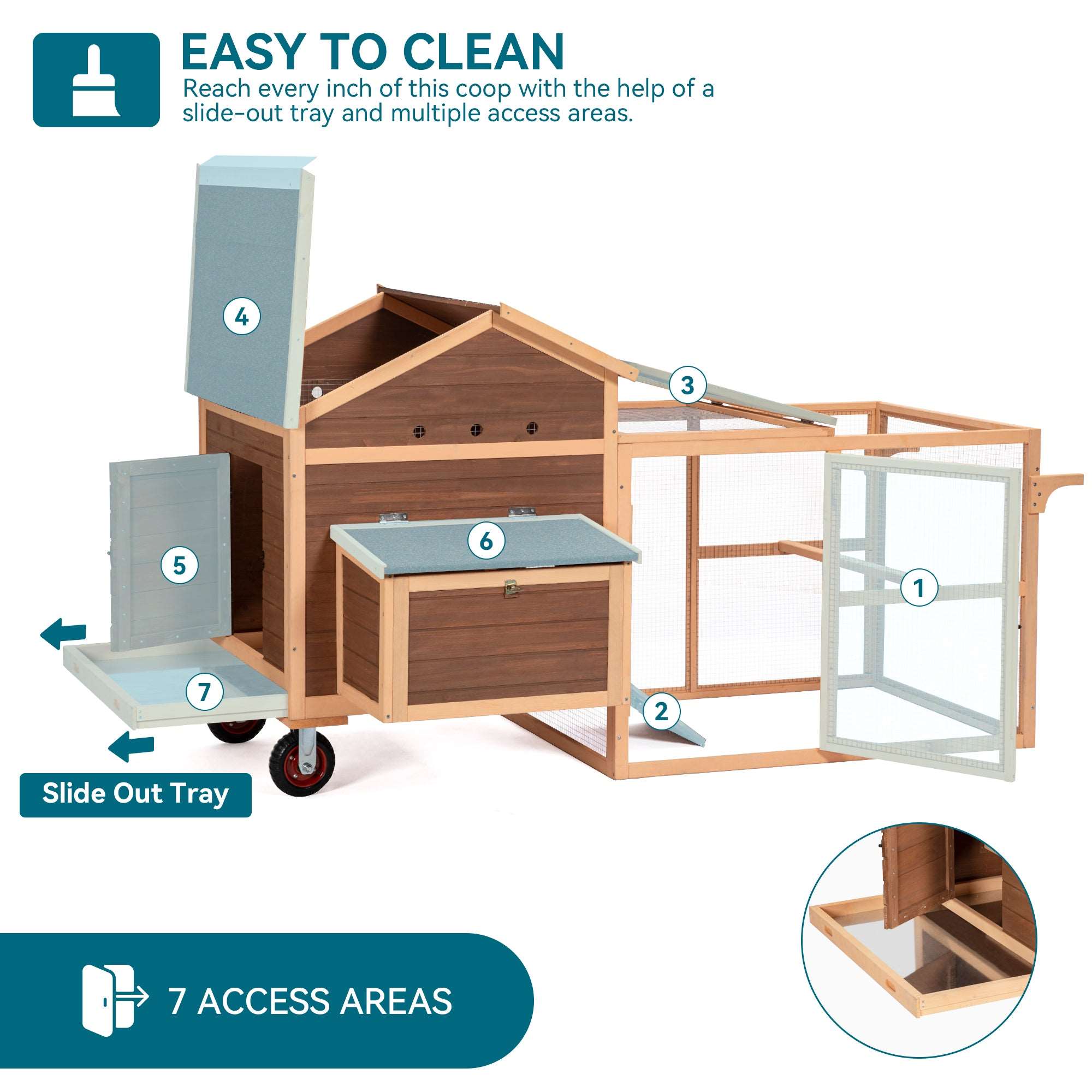 PETSFIT Chicken Coop With Run Tractor 81" Hen House