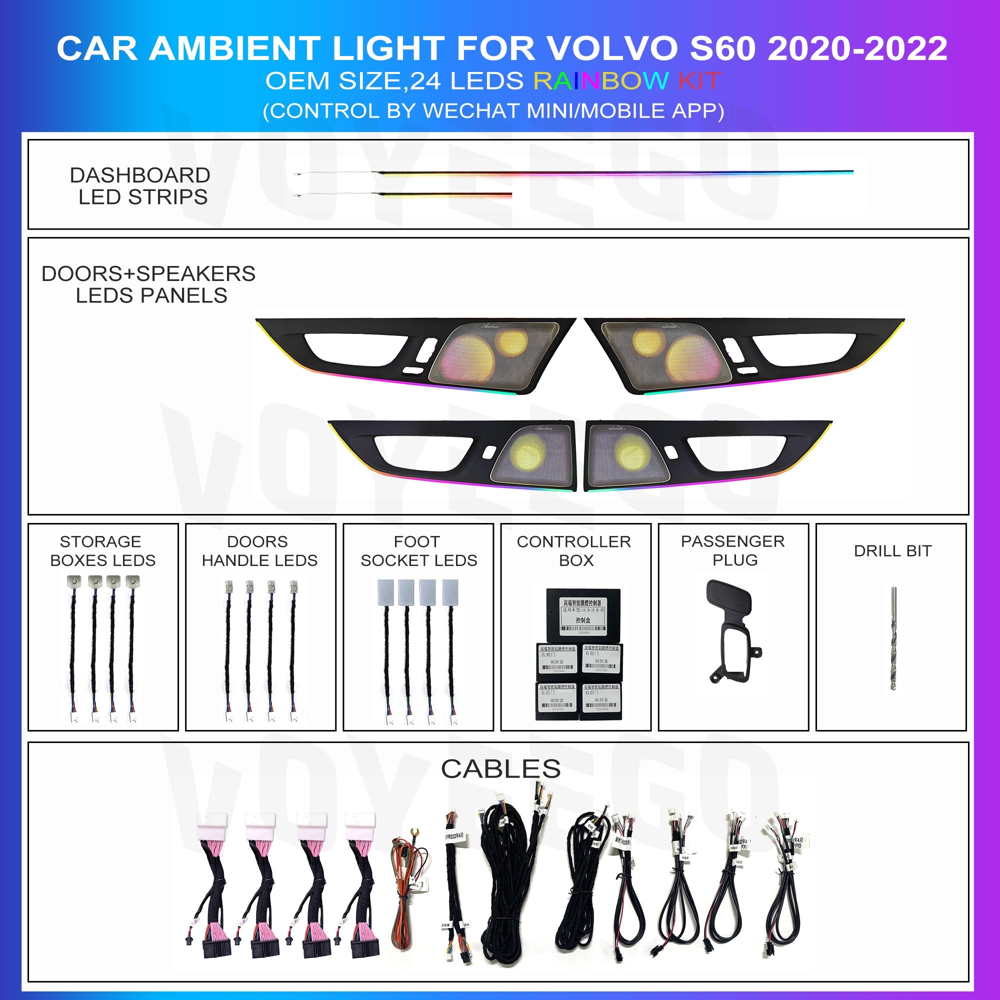 S60 2020-2022 Ambient Lighting Interior | Rainbow