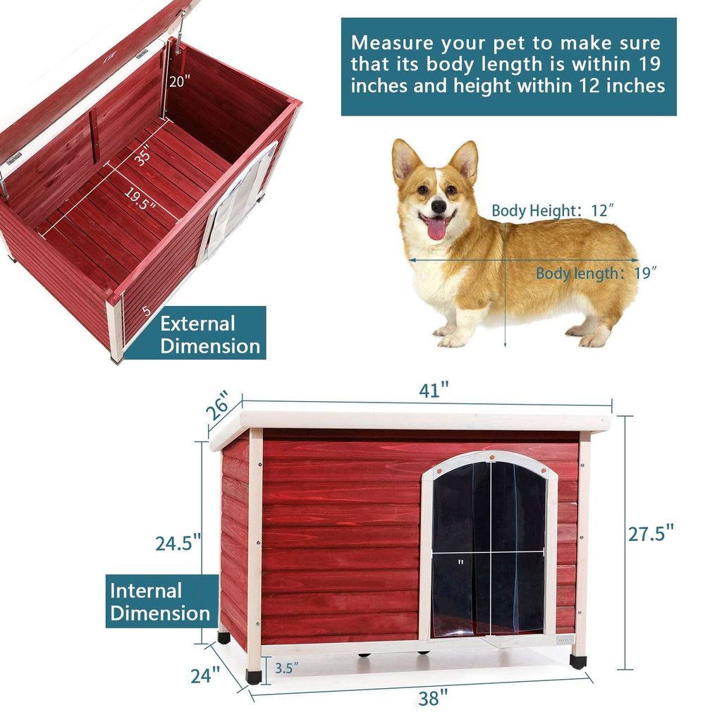 PETSFIT Weatherproof Wooden Outdoor Dog House