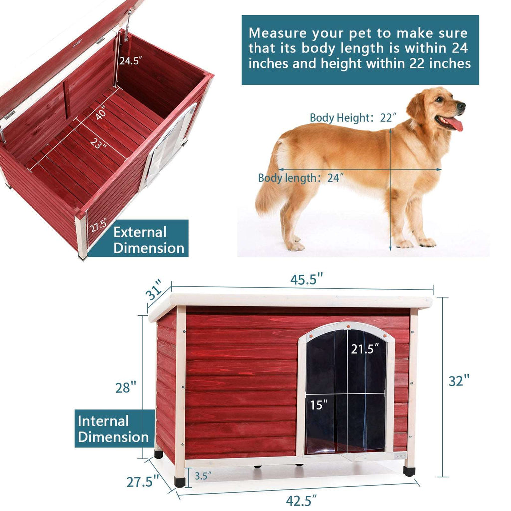 PETSFIT Weatherproof Wooden Outdoor Dog House