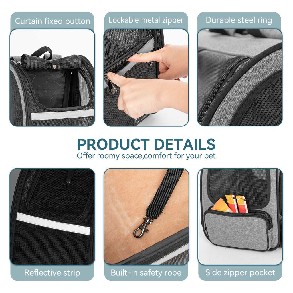 PETSFIT Dog and Cat Backpack Carrier Expandable with Great Ventilation